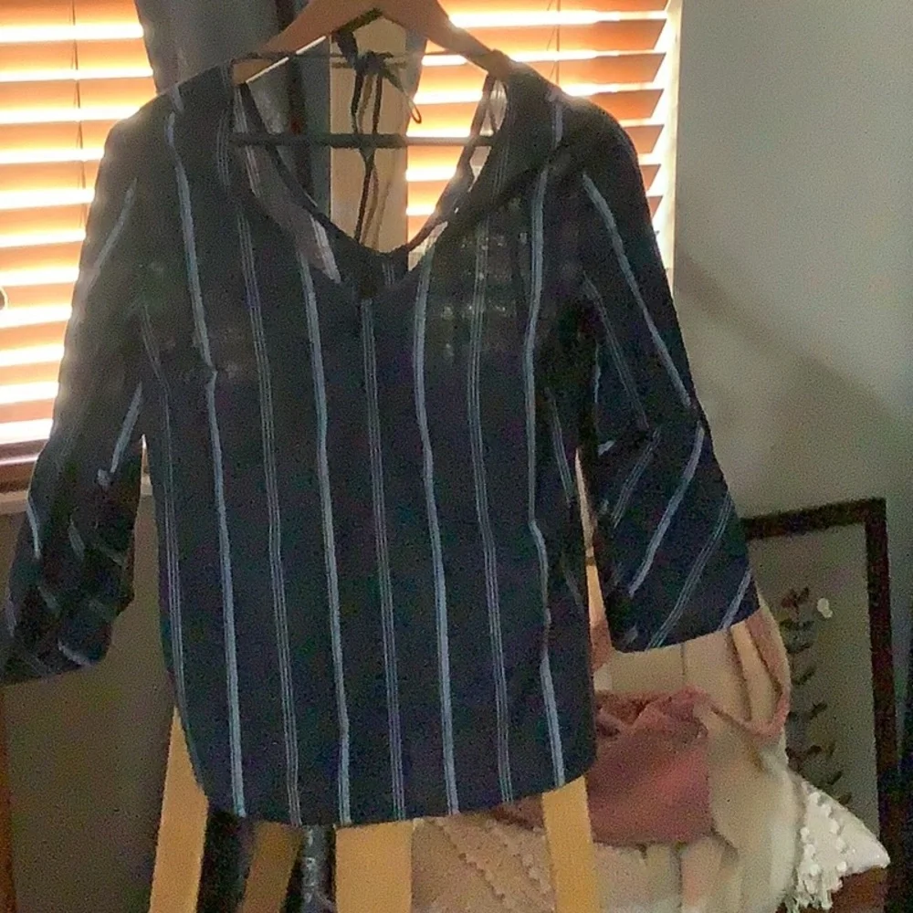 Tommy Hilfiger Dark Blue Striped Blouse - Picture 4 of 6